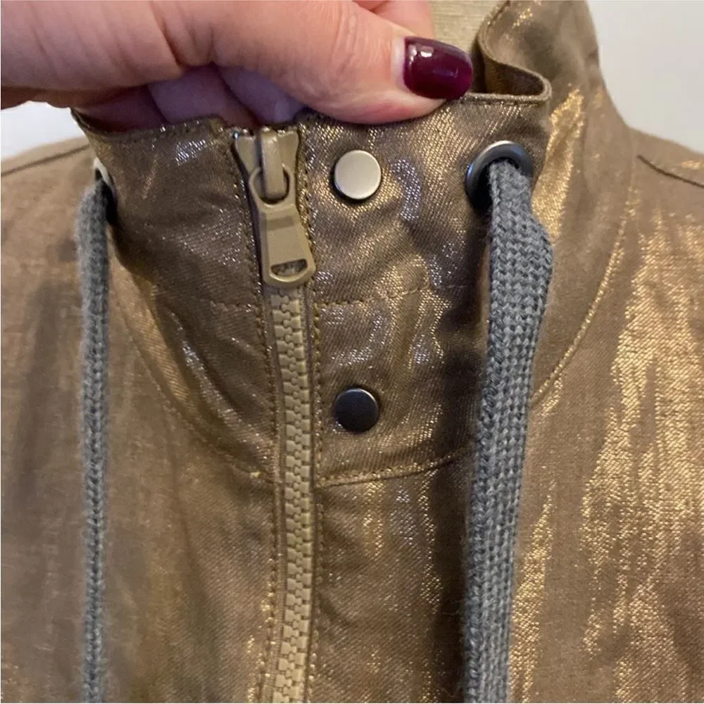 NWT Brunello Cucinelli 100% linen Shimmering Gold/ brown romper, S